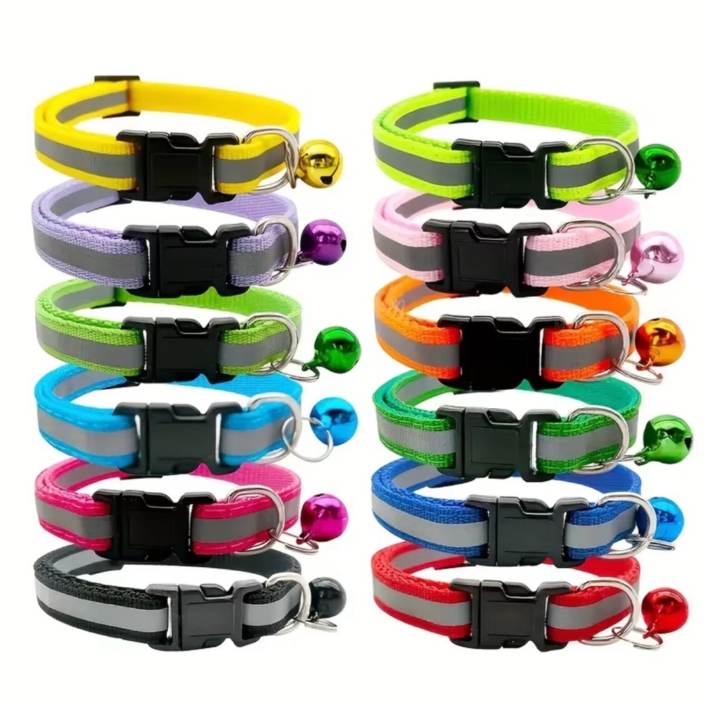 Reflective Pet Collar Safe Breakaway Adjustable Polyester Material Assorted 🌈